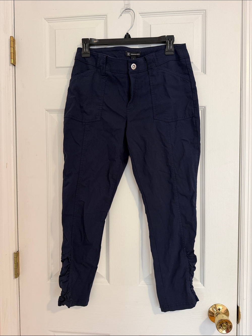 INC Navy Blue Ruched Leg Trouser Pants